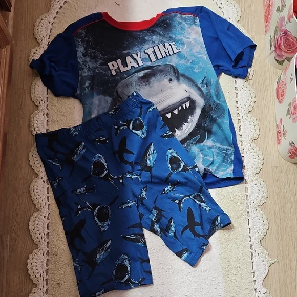 Faded Glory Pajamas Faded Glory Blue Shark Kids Pajamas Set